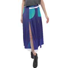 Abstract Blue Texture Space Velour Split Maxi Skirt by Ravend