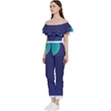 Abstract Blue Texture Space Off Shoulder Ruffle Top Jumpsuit View2