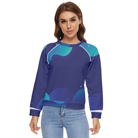 Abstract Blue Texture Space Women s Long Sleeve Raglan Tee by Ravend