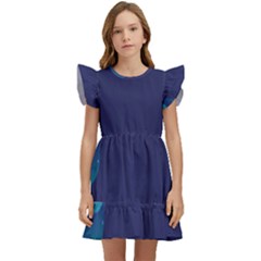 Abstract Blue Texture Space Kids  Winged Sleeve Dress