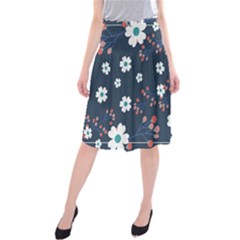 Floral Digital Background Midi Beach Skirt by Ravend