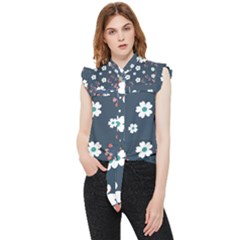 Floral Digital Background Frill Detail Shirt by Ravend