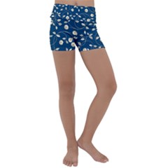 Flora Flower Flowers Nature Abstract Wallpaper Design Kids  Lightweight Velour Yoga Shorts by Ravend