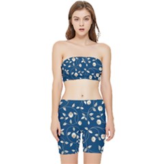 Flora Flower Flowers Nature Abstract Wallpaper Design Stretch Shorts And Tube Top Set by Ravend