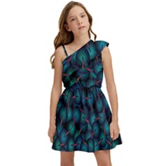 Background Abstract Textile Design Kids  One Shoulder Party Dress by Ravend