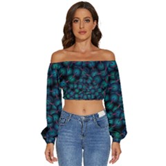 Background Abstract Textile Design Long Sleeve Crinkled Weave Crop Top