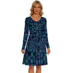 Background Abstract Textile Design Long Sleeve Dress With Pocket by Ravend