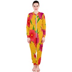 Background Flowers Floral Pattern Onepiece Jumpsuit (ladies) by Ravend