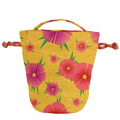 Background Flowers Floral Pattern Drawstring Bucket Bag by Ravend