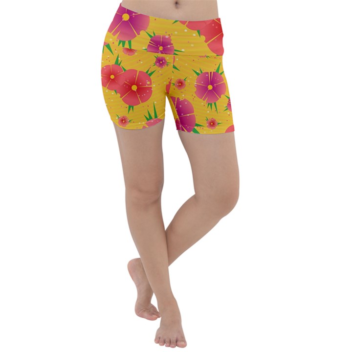 Background Flowers Floral Pattern Lightweight Velour Yoga Shorts