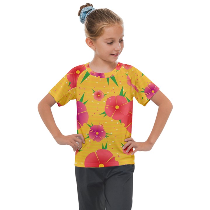 Background Flowers Floral Pattern Kids  Mesh Piece Tee