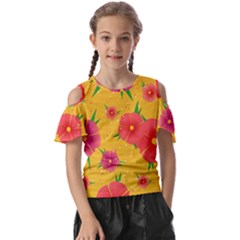 Background Flowers Floral Pattern Kids  Butterfly Cutout Tee by Ravend