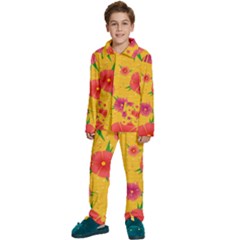 Background Flowers Floral Pattern Kids  Long Sleeve Velvet Pajamas Set by Ravend