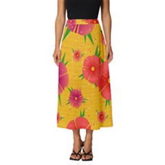 Background Flowers Floral Pattern Classic Midi Chiffon Skirt