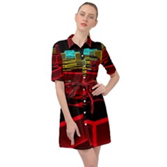 3d Abstract Model Texture Belted Shirt Dress by Ravend