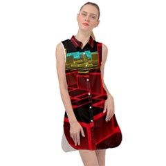 3d Abstract Model Texture Sleeveless Shirt Dress by Ravend