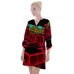 3d Abstract Model Texture Open Neck Shift Dress by Ravend