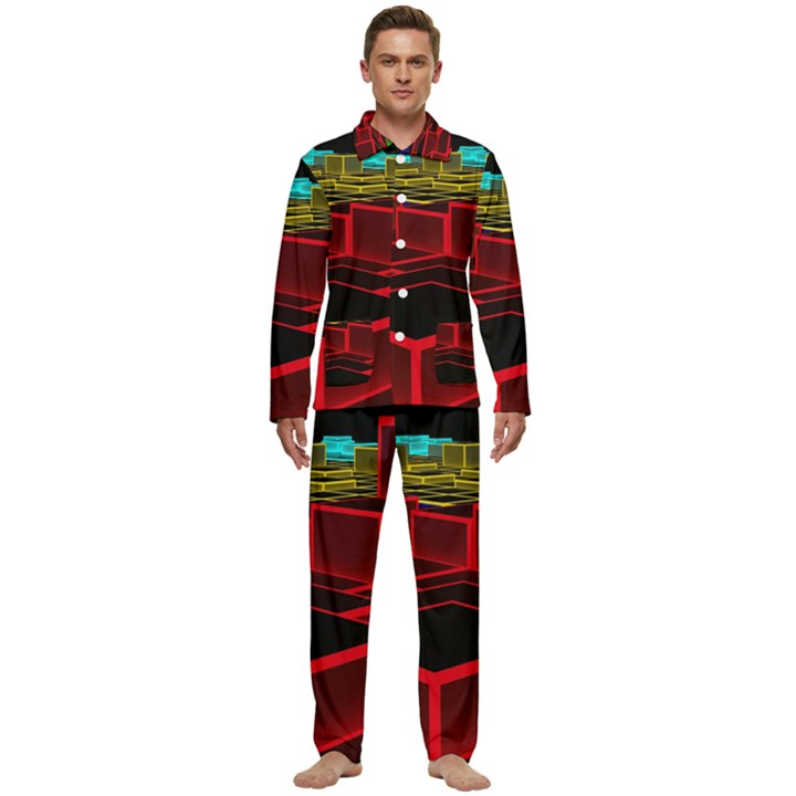 3d Abstract Model Texture Men s Long Sleeve Velvet Pocket Pajamas Set