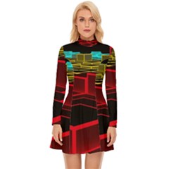 3d Abstract Model Texture Long Sleeve Velour Longline Dress by Ravend