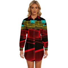 3d Abstract Model Texture Womens Long Sleeve Shirt Dress