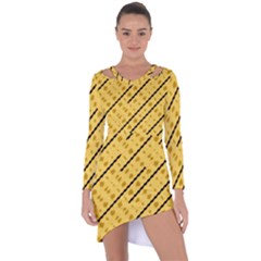 Background Yellow Background Asymmetric Cut-out Shift Dress by Ravend