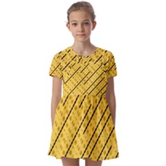 Background Yellow Background Kids  Short Sleeve Pinafore Style Dress