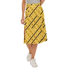 Background Yellow Background Midi Panel Skirt by Ravend