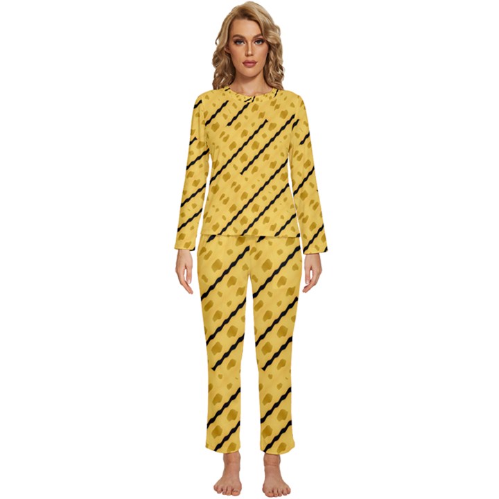 Background Yellow Background Womens  Long Sleeve Lightweight Pajamas Set