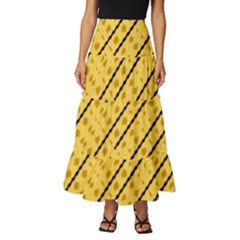 Background Yellow Background Tiered Ruffle Maxi Skirt