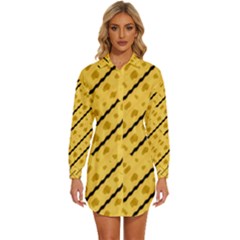 Background Yellow Background Womens Long Sleeve Shirt Dress