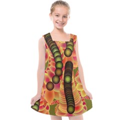 Abstract Background Digital Green Kids  Cross Back Dress by Ravend