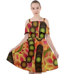 Abstract Background Digital Green Cut Out Shoulders Chiffon Dress by Ravend