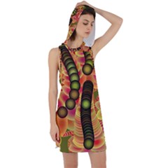 Abstract Background Digital Green Racer Back Hoodie Dress by Ravend