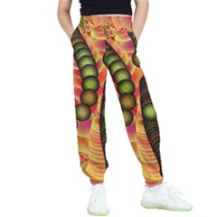 Abstract Background Digital Green Kids  Elastic Waist Pants by Ravend