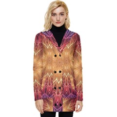 Fractal Abstract Artistic Button Up Hooded Coat  by Ravend