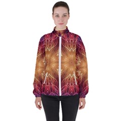 Fractal Abstract Artistic Women s High Neck Windbreaker by Ravend