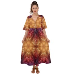 Fractal Abstract Artistic Kimono Sleeve Boho Dress by Ravend