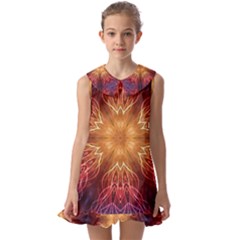 Fractal Abstract Artistic Kids  Pilgrim Collar Ruffle Hem Dress by Ravend