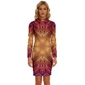 Fractal Abstract Artistic Long Sleeve Shirt Collar Bodycon Dress View1