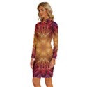 Fractal Abstract Artistic Long Sleeve Shirt Collar Bodycon Dress View2