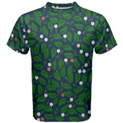 Leaves Flowers Green Background Nature Men s Cotton Tee by Ravend