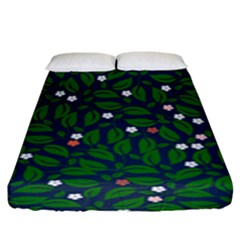 Leaves Flowers Green Background Nature Fitted Sheet (king Size) by Ravend