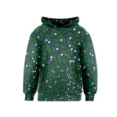 Leaves Flowers Green Background Nature Kids  Pullover Hoodie by Ravend