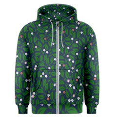 Leaves Flowers Green Background Nature Men s Zipper Hoodie by Ravend