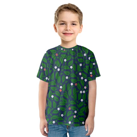 Leaves Flowers Green Background Nature Kids  Sport Mesh Tee by Ravend