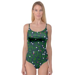 Leaves Flowers Green Background Nature Camisole Leotard  by Ravend