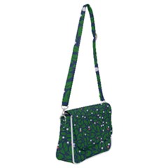 Leaves Flowers Green Background Nature Shoulder Bag With Back Zipper by Ravend