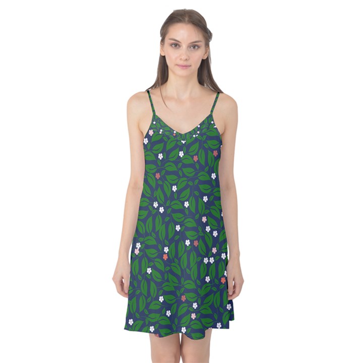 Leaves Flowers Green Background Nature Camis Nightgown 