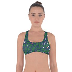 Leaves Flowers Green Background Nature Got No Strings Sports Bra by Ravend