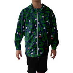 Leaves Flowers Green Background Nature Kids  Hooded Windbreaker by Ravend